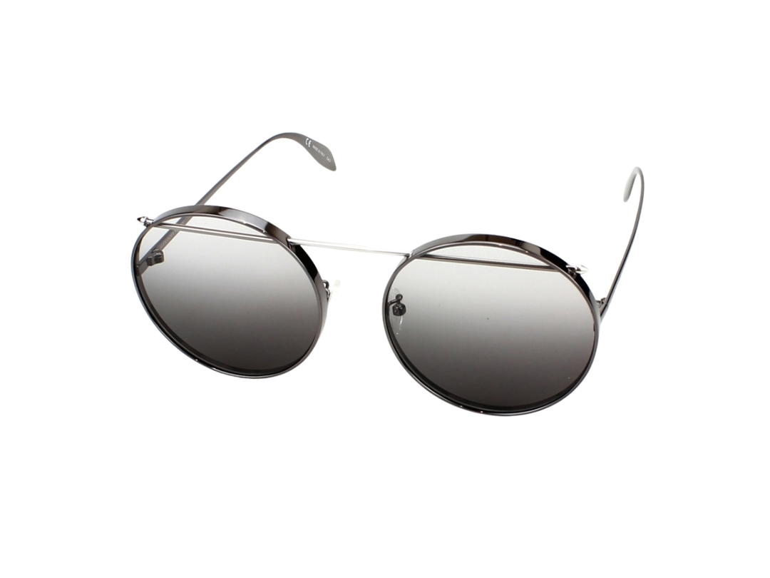 Alexander McQueen Alexander McQueen AM0137SA-003 Sunglasses In Ruthenium Metal Frame With Grey Lenses