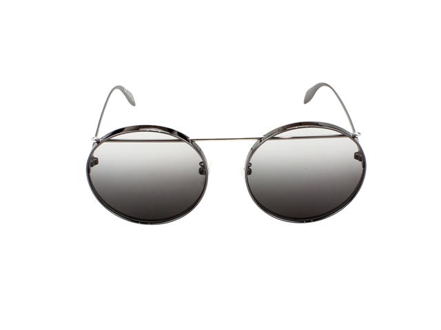 Alexander McQueen Alexander McQueen AM0137SA-003 Sunglasses In Ruthenium Metal Frame With Grey Lenses - view 2