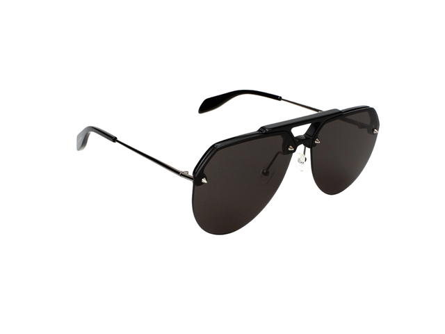 Alexander McQueen Alexander McQueen AM0139S-002 Sunglasses In Black Ruthenium Frame With Grey Lenses - view 1