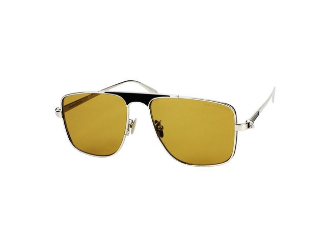 Alexander McQueen Alexander McQueen AM0200S-003-58 Sunglasses In Yellow Gold Metal Frame With Yellow Lenses - view 1