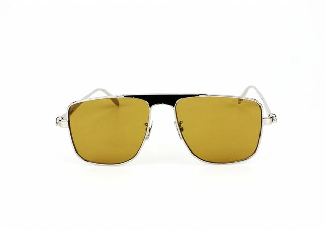 Alexander McQueen Alexander McQueen AM0200S-003-58 Sunglasses In Yellow Gold Metal Frame With Yellow Lenses - view 2