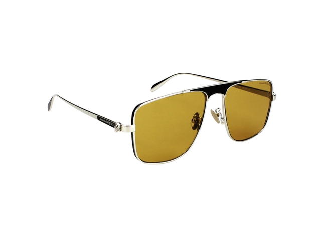 Alexander McQueen Alexander McQueen AM0200S-003-58 Sunglasses In Yellow Gold Metal Frame With Yellow Lenses - view 3