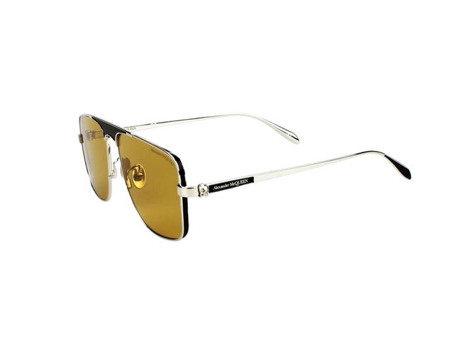 Alexander McQueen Alexander McQueen AM0200S-003-58 Sunglasses In Yellow Gold Metal Frame With Yellow Lenses - view 4