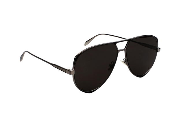 Alexander McQueen Alexander McQueen AM0204S-001-61 Sunglasses In Silver Metal Frame With Black Lenses - view 3