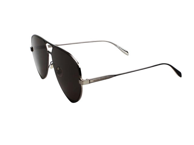 Alexander McQueen Alexander McQueen AM0204S-001-61 Sunglasses In Silver Metal Frame With Black Lenses - view 4