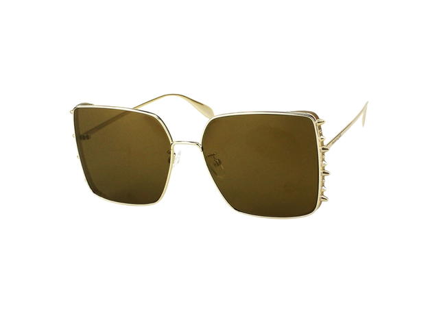 Alexander McQueen Alexander McQueen AM0309S-003-62 Sunglasses In Gold-Metal Frame-Rod Detail With Yellow Lenses - view 1