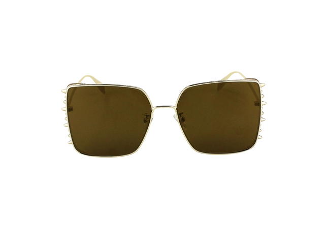 Alexander McQueen Alexander McQueen AM0309S-003-62 Sunglasses In Gold-Metal Frame-Rod Detail With Yellow Lenses - view 2