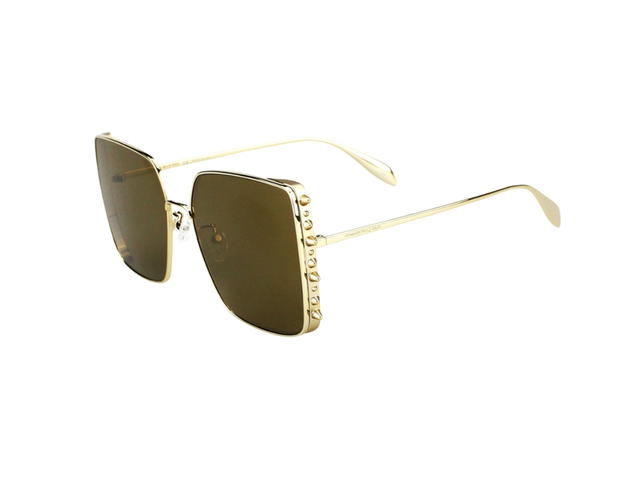 Alexander McQueen Alexander McQueen AM0309S-003-62 Sunglasses In Gold-Metal Frame-Rod Detail With Yellow Lenses - view 4