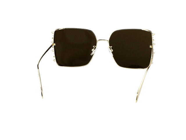Alexander McQueen Alexander McQueen AM0309S-003-62 Sunglasses In Gold-Metal Frame-Rod Detail With Yellow Lenses - view 5