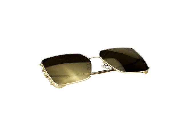 Alexander McQueen Alexander McQueen AM0309S-003-62 Sunglasses In Gold-Metal Frame-Rod Detail With Yellow Lenses - view 6