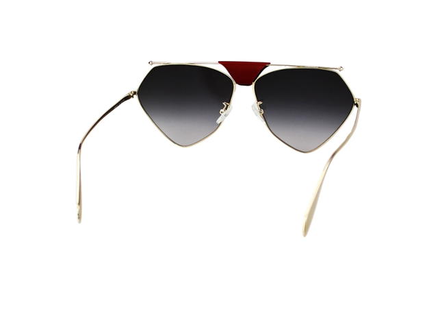 Alexander McQueen Alexander McQueen AM0317S-004-62 Sunglasses In Gold-Metal Frame-Burgandy Flap With Grey Lenses - view 5