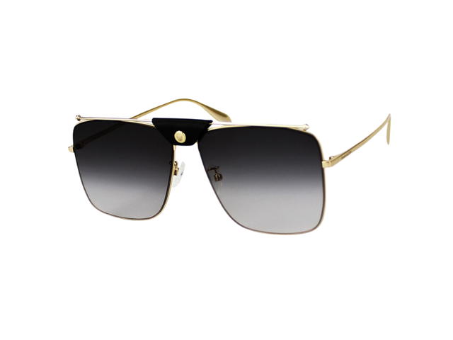 Alexander McQueen Alexander McQueen AM0318S-001-61 Sunglasses In Gold Metal Frame With Black Gradient Lenses - view 1