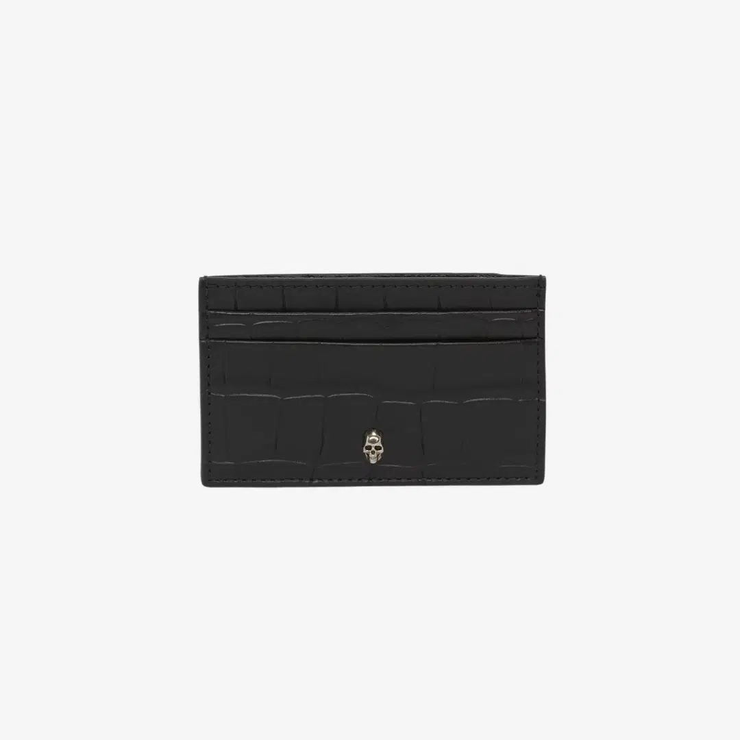 Alexander McQueen Alexander McQueen Embossed Croc Card Holder Black