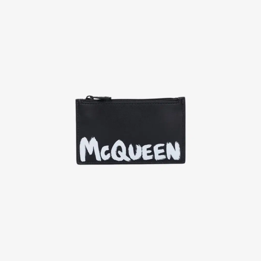 Alexander McQueen Alexander McQueen Graffiti Logo Printed Zip Coin Card Holder Black