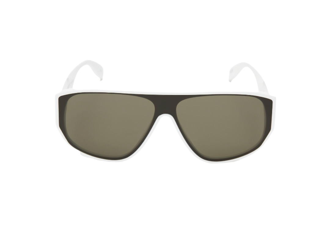 Alexander McQueen Alexander Mcqueen Graffiti Mask Sunglasses In Shiny White Acetate With Green Lenses