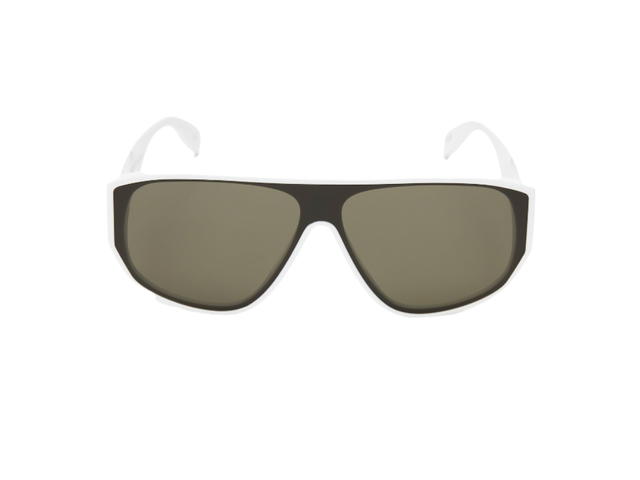 Alexander McQueen Alexander Mcqueen Graffiti Mask Sunglasses In Shiny White Acetate With Green Lenses - view 1