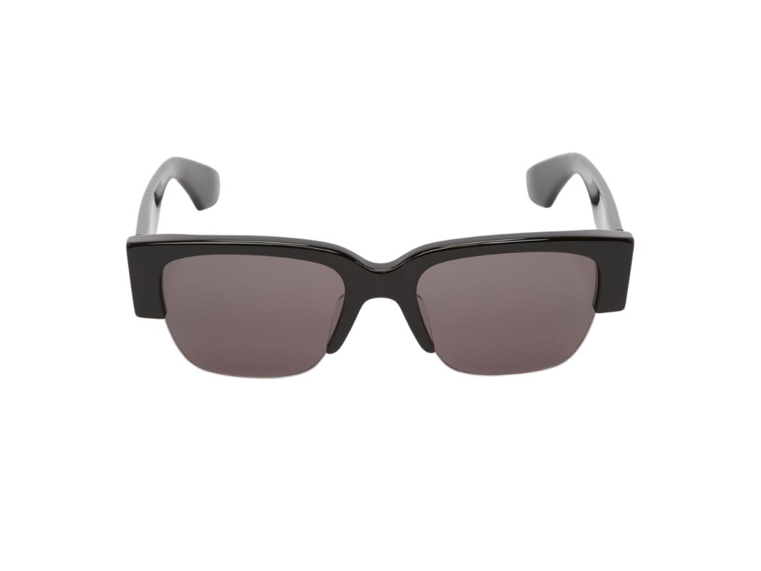 Alexander McQueen Alexander Mcqueen Graffiti Square Sunglasses In Shiny Nlack Acetate With Solid Smoke Lenses