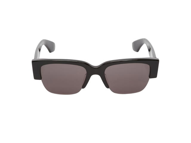 Alexander McQueen Alexander Mcqueen Graffiti Square Sunglasses In Shiny Nlack Acetate With Solid Smoke Lenses - view 1