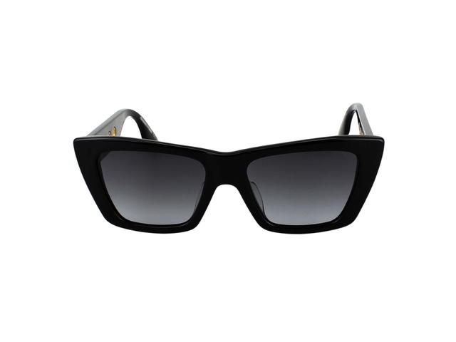 Alexander McQueen Alexander McQueen MQ0019SA-001-52 Sunglasses In Black Acetate Frame-Golde Hole Detail With Grey Lenses - view 2