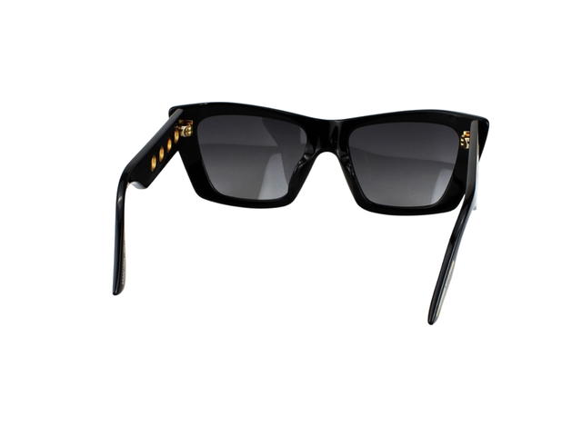 Alexander McQueen Alexander McQueen MQ0019SA-001-52 Sunglasses In Black Acetate Frame-Golde Hole Detail With Grey Lenses - view 5