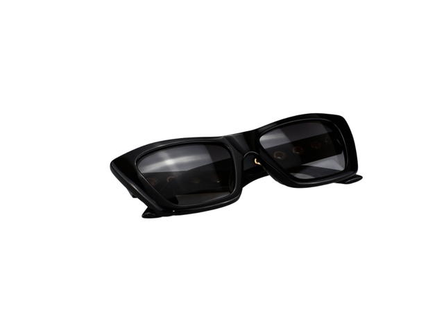 Alexander McQueen Alexander McQueen MQ0019SA-001-52 Sunglasses In Black Acetate Frame-Golde Hole Detail With Grey Lenses - view 6