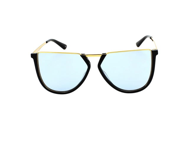 Alexander McQueen Alexander McQueen MQ0161S-005 Sunglasses In Black-Gold Metal Frame With Light Blue Lenses - view 2