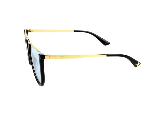 Alexander McQueen Alexander McQueen MQ0161S-005 Sunglasses In Black-Gold Metal Frame With Light Blue Lenses - view 4