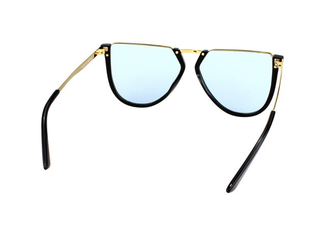 Alexander McQueen Alexander McQueen MQ0161S-005 Sunglasses In Black-Gold Metal Frame With Light Blue Lenses - view 5