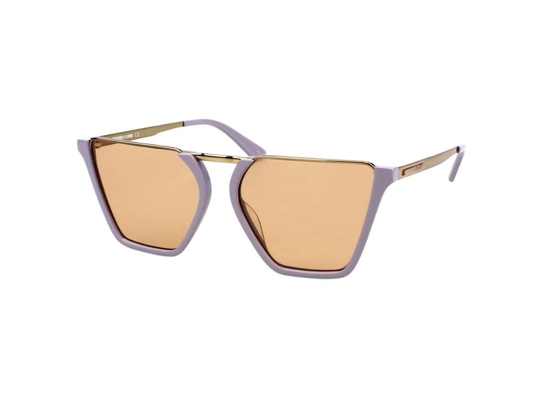Alexander McQueen Alexander McQueen MQ0162S-005 Sunglasses In Violet Acetate-Gold Metal Frame With Orange Lenses