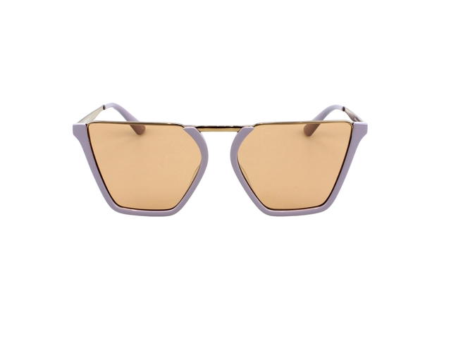 Alexander McQueen Alexander McQueen MQ0162S-005 Sunglasses In Violet Acetate-Gold Metal Frame With Orange Lenses - view 2