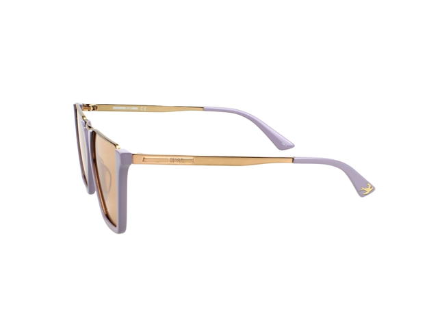 Alexander McQueen Alexander McQueen MQ0162S-005 Sunglasses In Violet Acetate-Gold Metal Frame With Orange Lenses - view 3