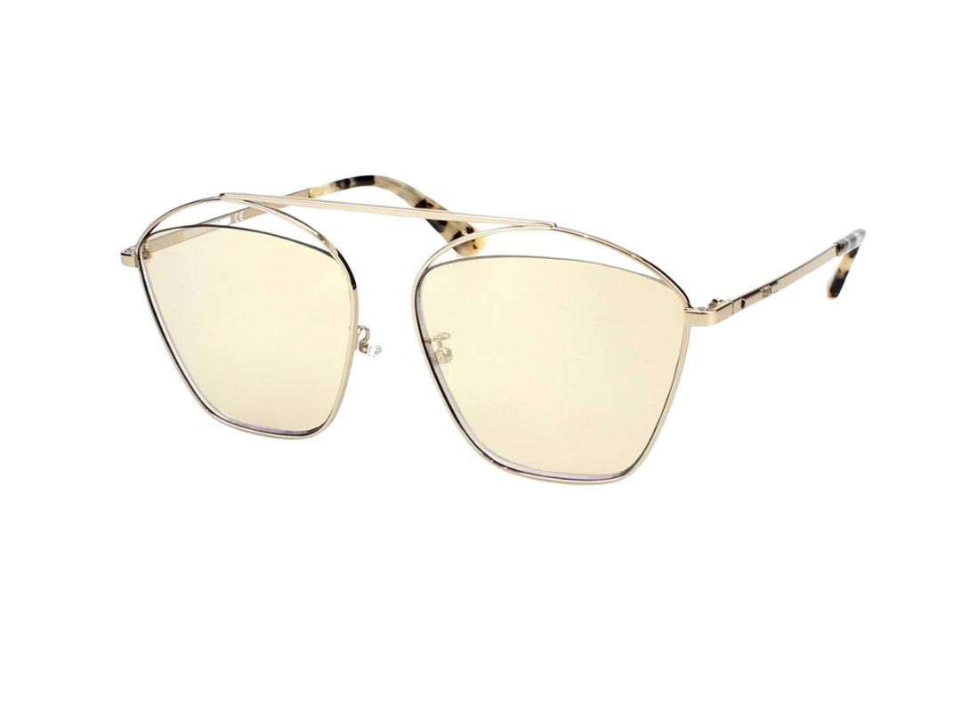Alexander McQueen Alexander McQueen MQ0177SA-003 Sunglasses In Yellow Gold Metal Frame With Light Yellow Lenses