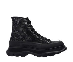 Buy Alexander McQueen Tread Slick Lace Up Black Lace Leather Boots at Sasom – Authentic and Ready to Ship