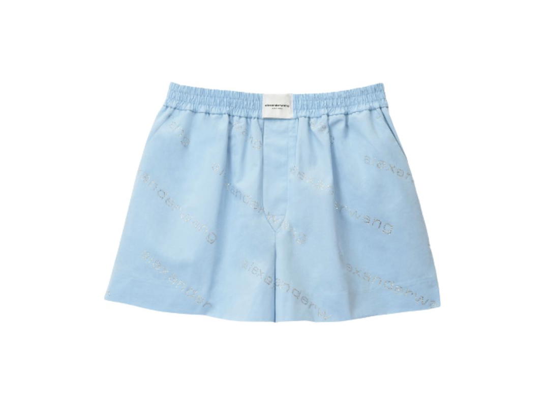 Alexander Wang Alexander Wang Crystal Logo Print Boxer Shorts Blue