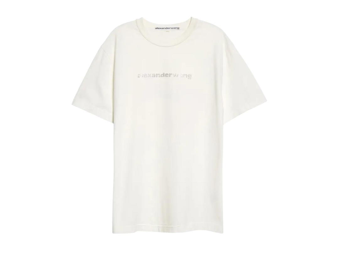 Alexander Wang Alexander Wang Hotfix Logo Grill Oversize Graphic Tee White