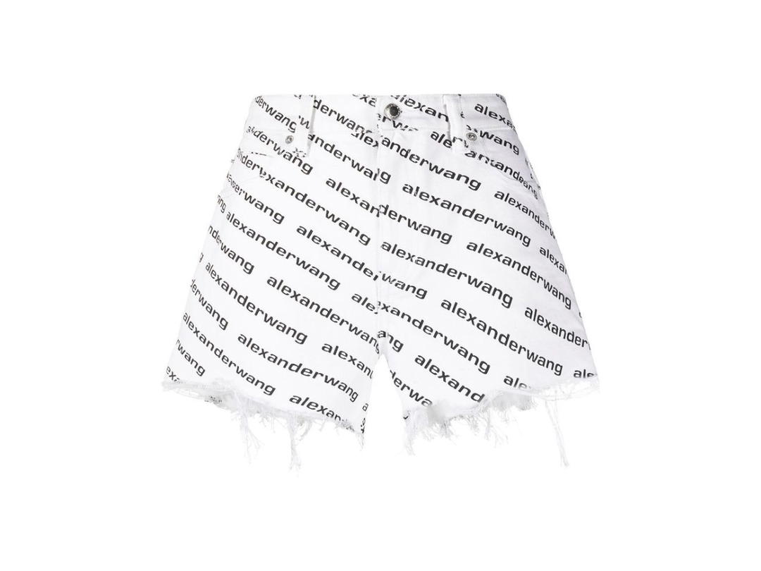 Alexander Wang Alexander Wang Logo Print Shorts In Denim White