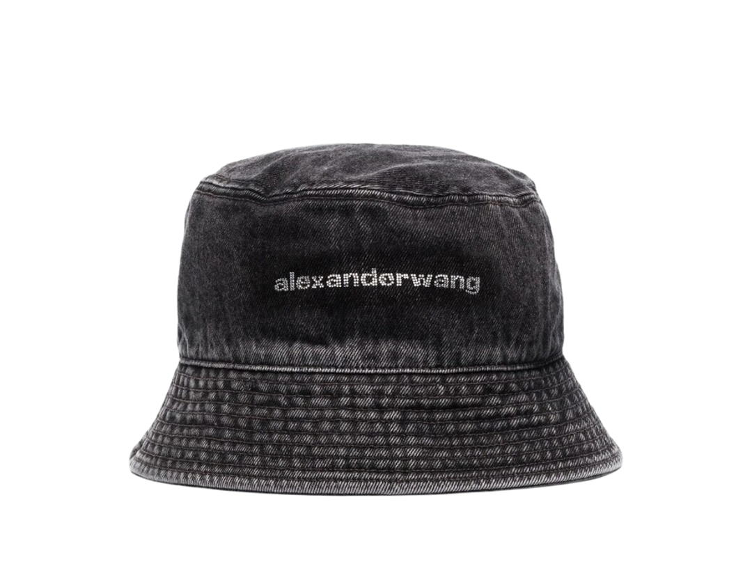 Alexander Wang Alexander Wang Logo-Studded Denim Bucket Hat Black