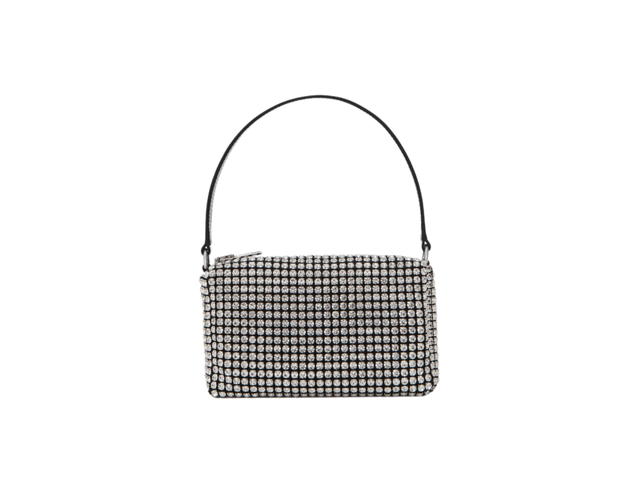 Alexander Wang Alexander Wang Medium-Sized Pouch Bag In Rhinestone Mesh White Crystal With a Logo Embossed Top Handle - view 1