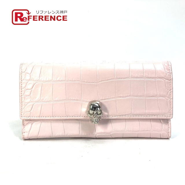 Alexander Wang Alexander Wang Rhinestone Skull skull Croco embossed Long Wallet Leather pink - view 1