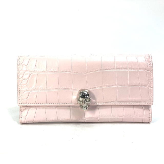 Alexander Wang Alexander Wang Rhinestone Skull skull Croco embossed Long Wallet Leather pink - view 2