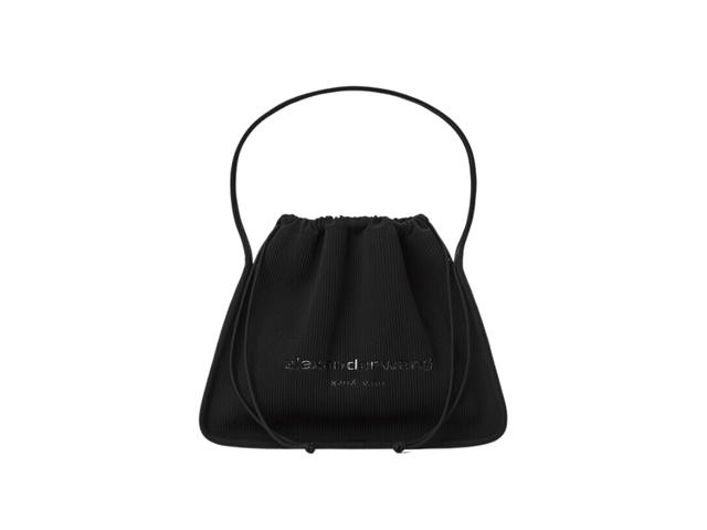 Alexander Wang Alexander Wang Ryan Large Bag In Ribbed Knit With Logo Printed Across Front Black - view 1