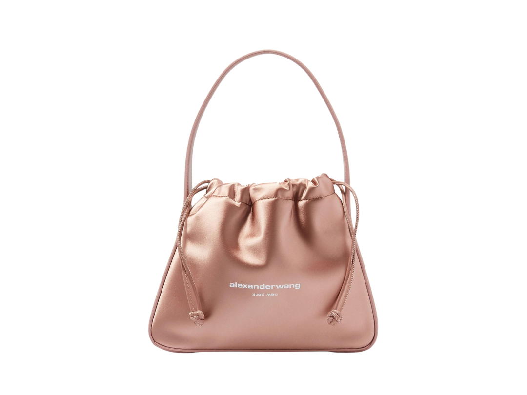 Alexander Wang Alexander Wang Small Ryan Shoulder Bag In Satin And Leather Sandstone