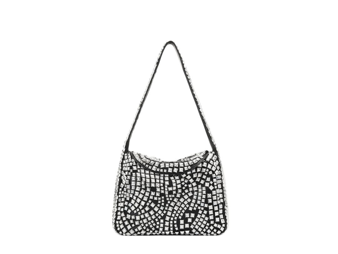 Alexander Wang Alexander Wang Spike Medium Hobo Bag In Studded Leather With All Over Stud Embellishments Black