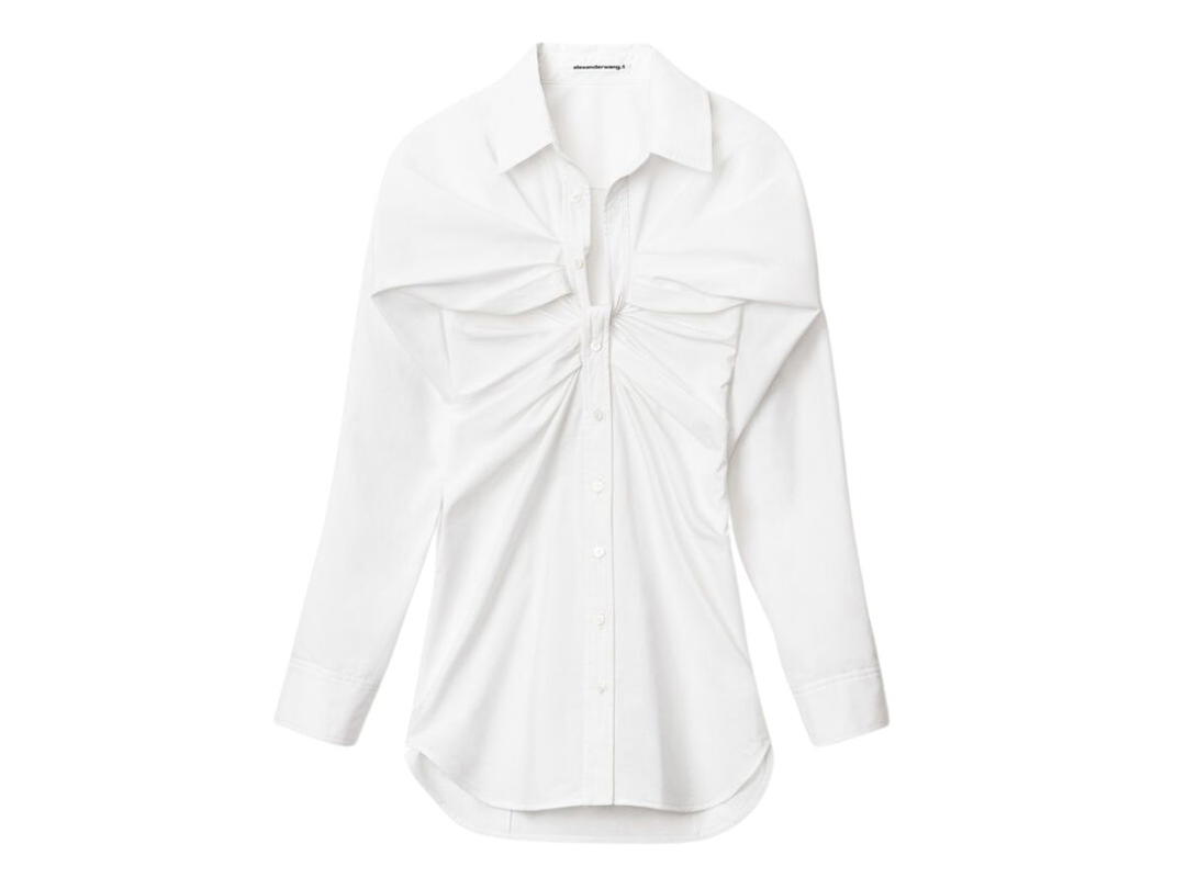 Alexander Wang Alexander Wang Twist Front Shirtdress In Compact Cotton White