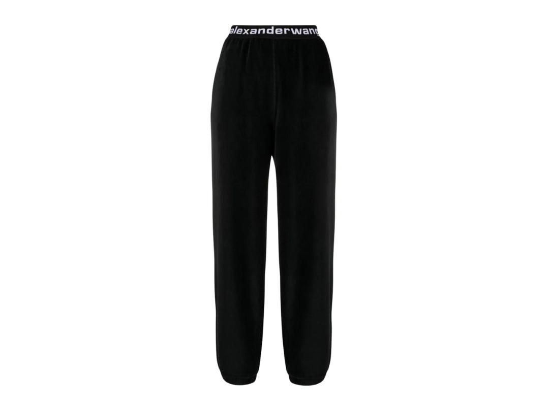 Alexander Wang Alexanderwang Logo tracksuit bottoms In Cotton Blend With Embroidered Logo Black
