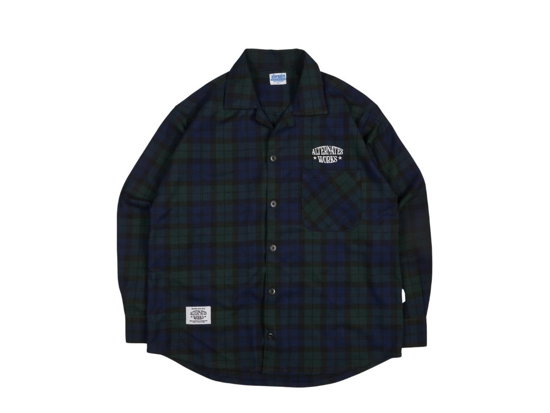 Alternates Alternates Check Open Shirt Green