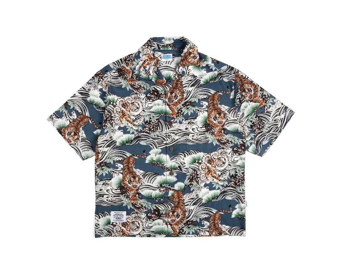 Alternates Alternates Hawaii Tiger Open Shirt Blue