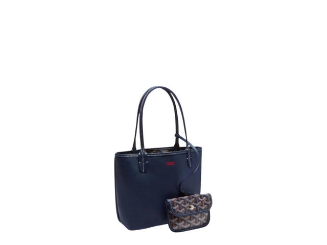 Goyard Goyard Anjou Mini Bag In Chevroches Calfskin And Goyardine Canvas With Silver Hardware Navy Blue - view 2