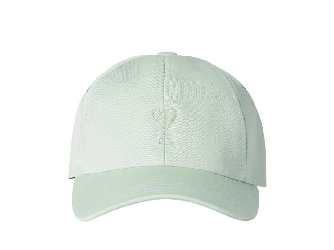 Ami Paris Ami De Coeur Cap In Cotton Gabardine Aqua