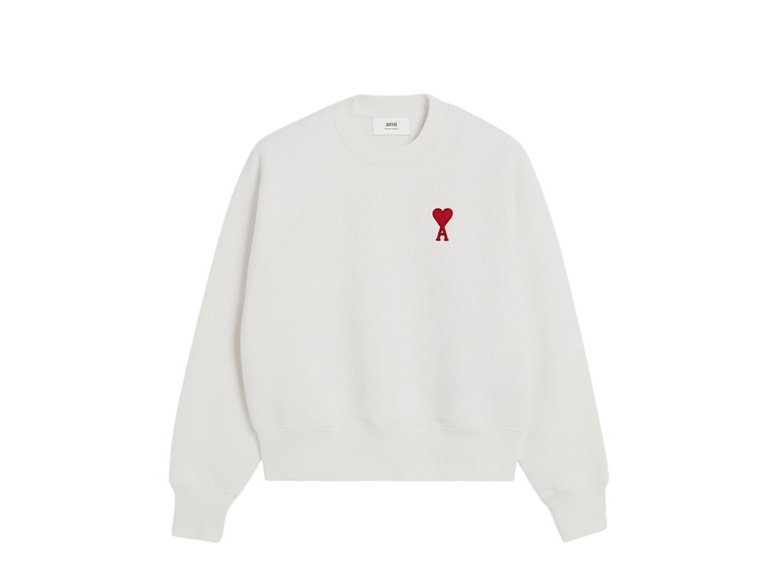 Ami Paris Ami De Coeur Crewneck Sweatshirt Natural White Red